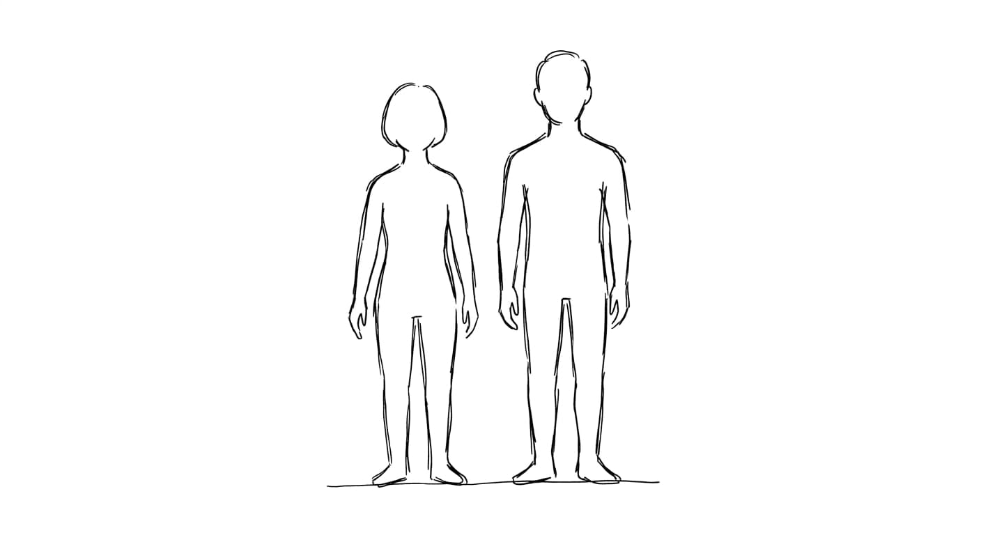 並んだ二人のシルエットの線画